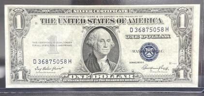 1935 US One Dollar Silver Certificate, Serial D36875058H, Blue Seal (Crisp)