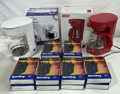 (1)Dash Express Coffee Maker (1) Rival 12-Cup Coffee Maker (24)Softspikes MagneSport SportBag