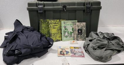 Hardigg Military Case TL500i Hard Case Storage Box Foot Locker and Assorted Military Uniforms