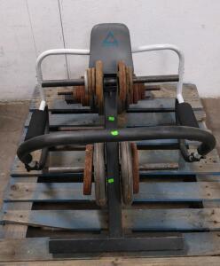 (1) Workout Weight Rack w/(25) Assorted Weights & (1) AbEx Crunch Rocker
