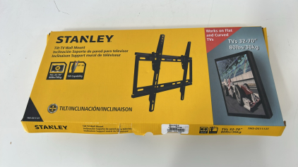 (1) Stanley Tilt TV Wall Mount 32&rdquo;-70&rdquo; (1) Safco Office Cart With Wheels 27inx14.5inx25in