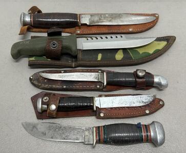 Kinfolks Bowie Knife Leather Handle USA, Buck Survival Knife Serrated Edge