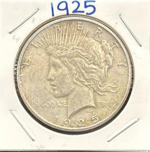 1925 United States Peace Dollar Coin, Silver Composition, 38.1 mm Diameter