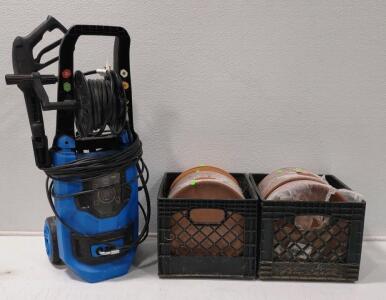 (1) (Blue) Electric Power Washer & (2) Boxes of (12) 12.25" Saucer Terracotta Plant Bases (Orangish Brown)