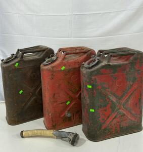 (3) Vintage Metal Jerry Cans