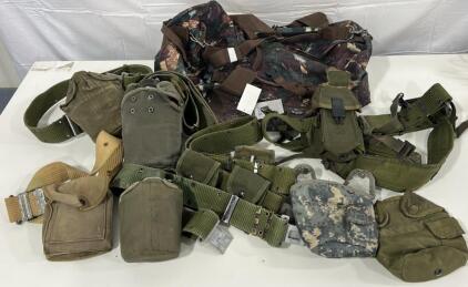 (1)Western Pack Camo Dufflebag (6)Military Belts