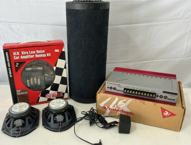 (1) Rockford Fosgate 4.6x 300 Watt Amplifier (1)XLN Extra Low Noise Car Amplifier Hookup Kit (2)Ford Factory Door Speakers (1) MTX 18in Subwoofer