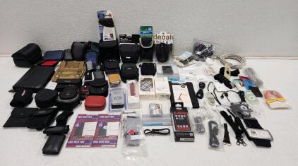 Assorted Carrying Cases, Cords, And IPod Supplies