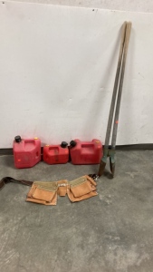 Post Hole Digger, Gas Cans & Tool Belt