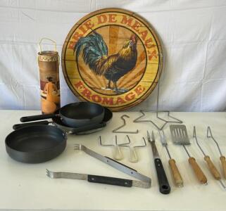 (3)Non-Stick Pans (5)Cooking Utensils (1)Wood Chicken Wall Decor & More