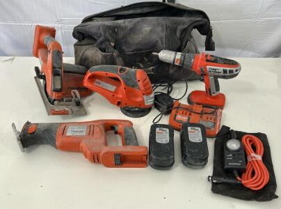 (1)Black & Decker Firestorm Drill (1)Black & Decker Firestorm Powersander (2)Black & Decker Firestorm 18V Batteries And Charger & More