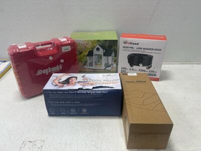 (1) Suqe FAN Solar Bird Feeder (1) Dogtooth tool box and more