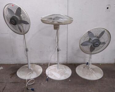 (3) (White) Standing Adjustable Swivel Fans-28&frac12;"T to 45"T