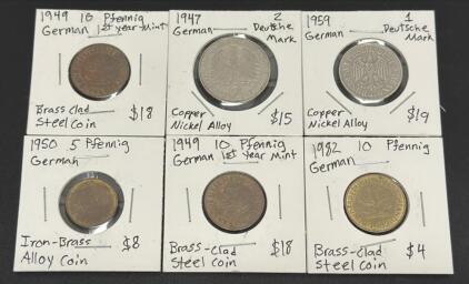 German Coins Set, 1949-1982, Various Denominations & Compositions