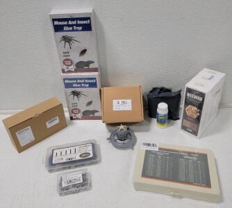 (1) 524285P Motor Rotor Assembly (1) 4-pack Wild Tornado Sink and Drain Cleaner (2) Mouse and Insect Glue Traps (3) Beeswax Wood Furniture Care Spray (1) 4-pack Light Bulbs and more