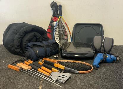 Electric Griddle, Grill Utensils, Sleeping Bag, Corded Drill & More
