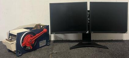 DoubleSight DS-224STA<br/>Dual Monitor Flex Stand & Cyklop CMT-100 Manual Gummed Tape Dispenser