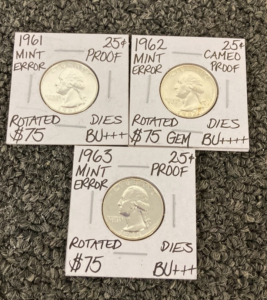 (3) 1960’s Mint Error Quarters