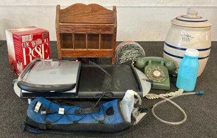 (1) George Foreman G2 Grill/Griddle, (1) 9&rdquo; Medallion Rose Vase, And More