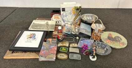 (6) Various Belt Buckles, Picture Frames, Decorations, And More