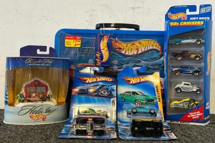 Hot Wheels Collectable Items Including Lunchbox, Hot Wheels '50s Cruisers 5-Car Pack, 1998 Hot Wheels Kringle's Kart & 4 Individually Packaged Hot Wheels