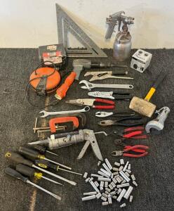 Tools Including Milwaukee Sprayer, Sockets, Chicago Pneumatic CP717 Super Duty Air Hammer, Pliers, Screwdrivers & More