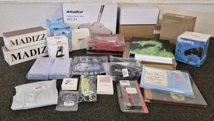 AlfaBot Cordless Electric Mop, 2 Pet Diapers, Dragon Binder, Scrapbook, Thank You Cards, 2 Extension Cords, Pruning Shears, Pizz Annu Women's Shoes(Size 8.5), 3 In 1 Wireless Charger, Napkins, Vintage Flower Wall Lights, And More!