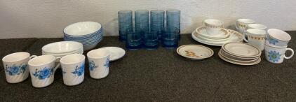Various Incomplete Dish Sets, Plates, Saucers, Bowls, Mugs And Glasses
