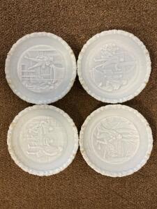 Fenton Blue Satin Plate Liberty 1776-1976 Set Of 4, And Reco, Cardee West, And Edwin M. Knowles Collectible Plates