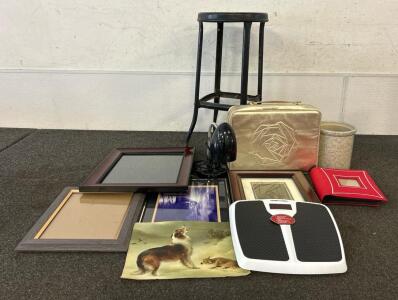 Picture Frames, (1) Scale, (1) Lamp, And More
