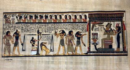 Hand-Painted Egyptian Papyrus From Ancient Egyptian Mythology Art Piece &ldquo;The Last Judgment&rdquo;