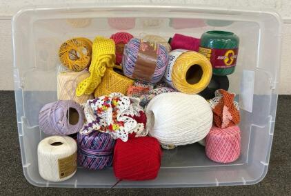 (1) Tote Filled With Various Colors Of Yarn