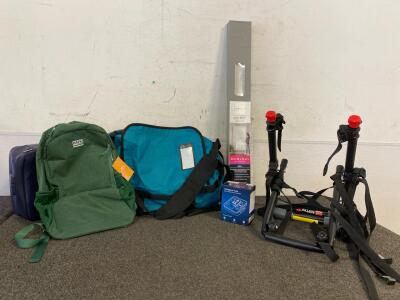 Allen Sports Bike Rack, North Face Duffle Bag, New Moodone Backpack, New In Box Mainstays 1-Inch Cordless Vinyl 72&rdquo;x34&rdquo; Blinds, Digital Blood Pressure Monitor And More