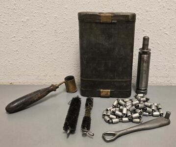 1935 German Mauser Gun Cleaning Kit, Antique Black Powder Measurer