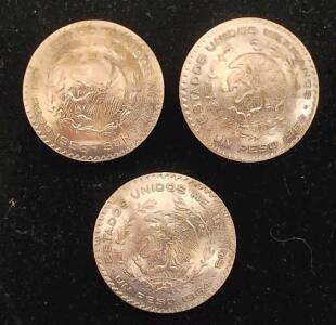 (3) Mexico Un Peso Silver Conchos