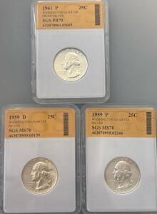 (3) Washington Silver Quarters