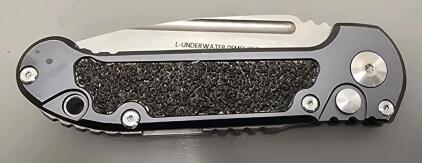 Grey & Black Button Auto Open Pocket Knife
