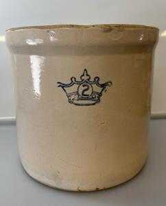 Vintage Robinson Ransbottom Blue Crown Stoneware 2-Gallon Crock
