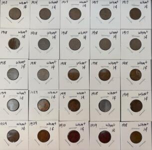 (25) wheat Pennies One Cent 1911-1929