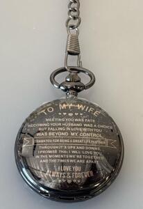 Quartz &ldquo;To My Wife&rdquo; Pocket Watch W/ Chain