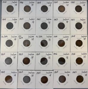 (25) Indian Head Cent Pennies
