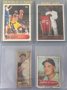 Kobe Bryant Rookie Card, LeBron James Card, Mickey Mantle NY Yankees Card And Harmon Killebrew Card
