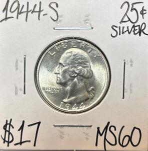 1944-S MS60 SILVER WASHINGTON QUARTER