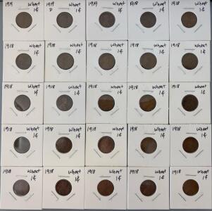 (25) wheat One Cent Pennies 1918-1919