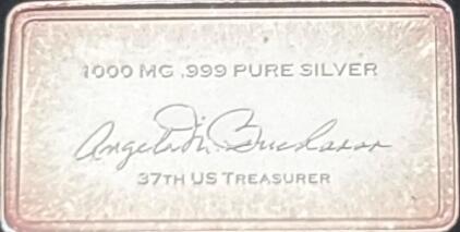 Angela M Buchanan 1000MG .999 Pure Silver 37th US Treasurers