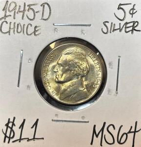 1945-D MS64 CHOICE SILVER WAR NICKEL