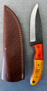 Custom Hand Forged Full Tang Hunting Knife With - D2 Steel (Tool Steel) Blade With Pakka Wood Handle & Leather Sheath- 8" Overall Length