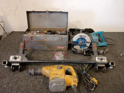 Makita Corded Power Circular Saw, Craftsman Corded Rotary Hammer Drill, Tow Bar, Master Lock 6' Cable, Craftsman Toolbox
