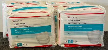 (4) Pcs 12 Count Cardinal Health Sure Care Plus Select Protective Underwear Size 2XL