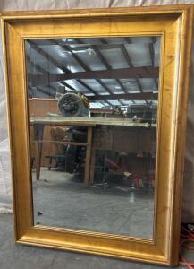 Mirror With Gold Bronze Frame H 3&rsquo; 9.5&rdquo; W 2&rsquo; 8&rdquo;